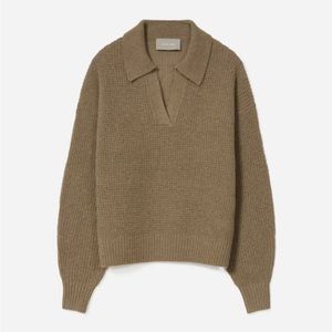 Everlane Alpaca Waffle Stitch Polo in Dark Wheat size Medium